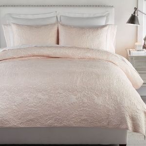 SOLD - Pottery Barn Monique L'huillier Blossom Embroidered Cotton-Silk Quilt (Q)